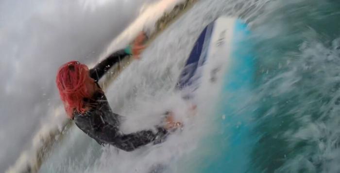 Wavestorm surfboard transfer attempt