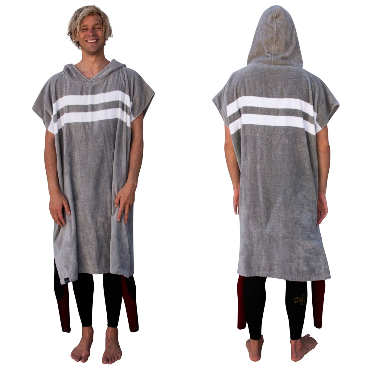 Gray with White Stripes Cotton Surf Changing Poncho