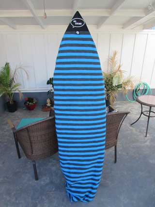 Blue and Gray striped surfboard sock