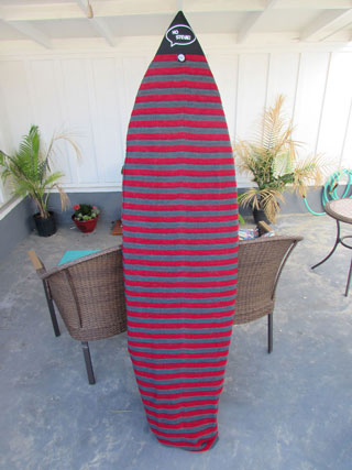 Red and Gray striped surfboard sock